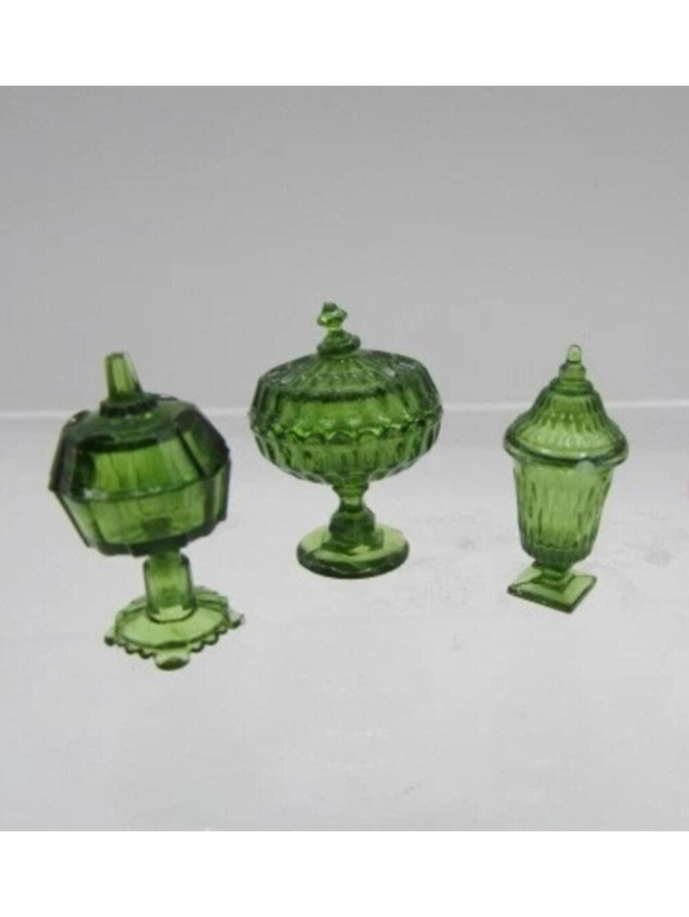 1:12 Scale Dollhouse Miniature Vintage Glass Look Candy Dish Set